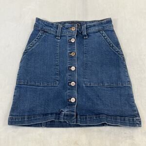 J. Crew Mercantile Button Front Denim Mini Skirt Size 00 Pockets Bnfts Charity